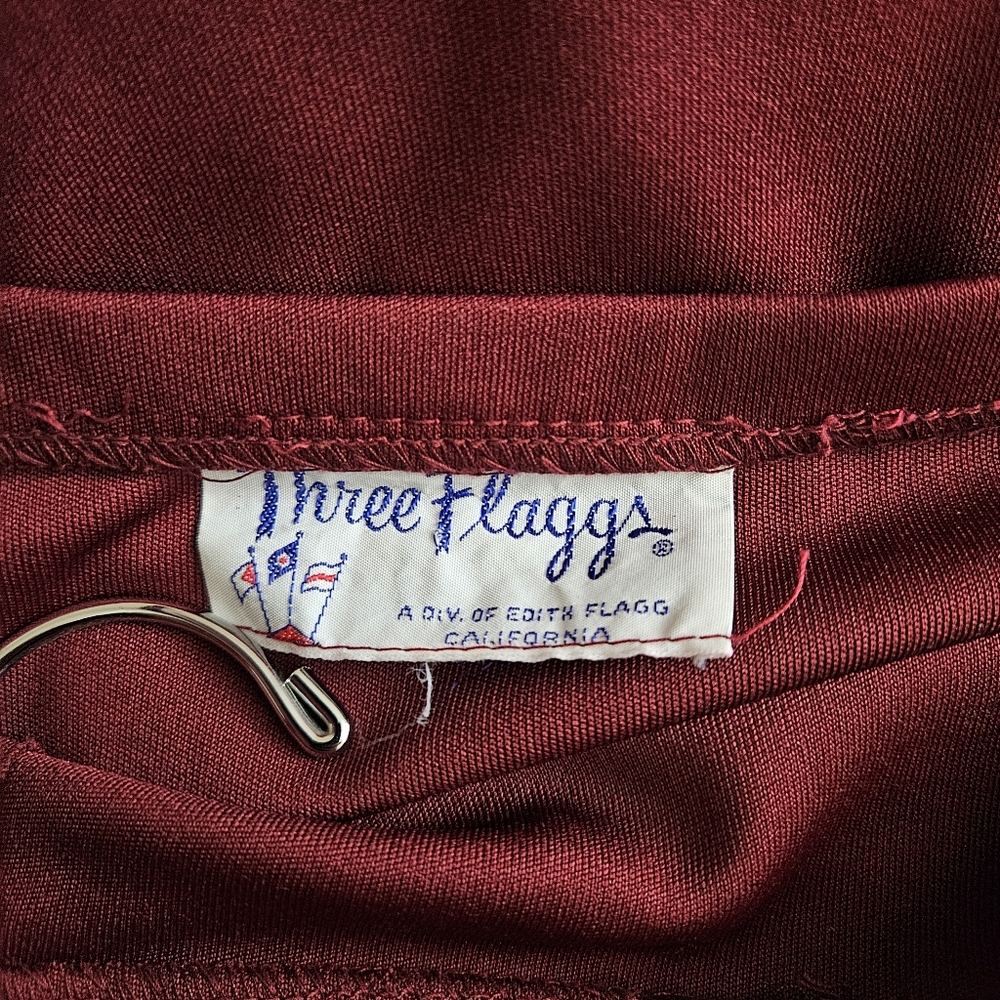 Vintage 1970s Burgundy Maxi Skirt M Long Flowy Whimsigoth Medium Maroon Red VTG - Picture 8 of 8